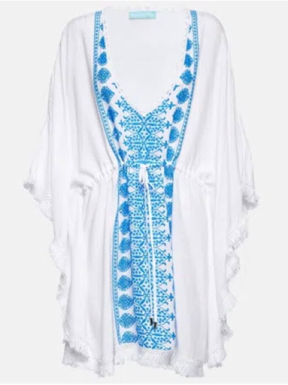 Melissa Odabash White Swim Coverup with Blue Embroidery